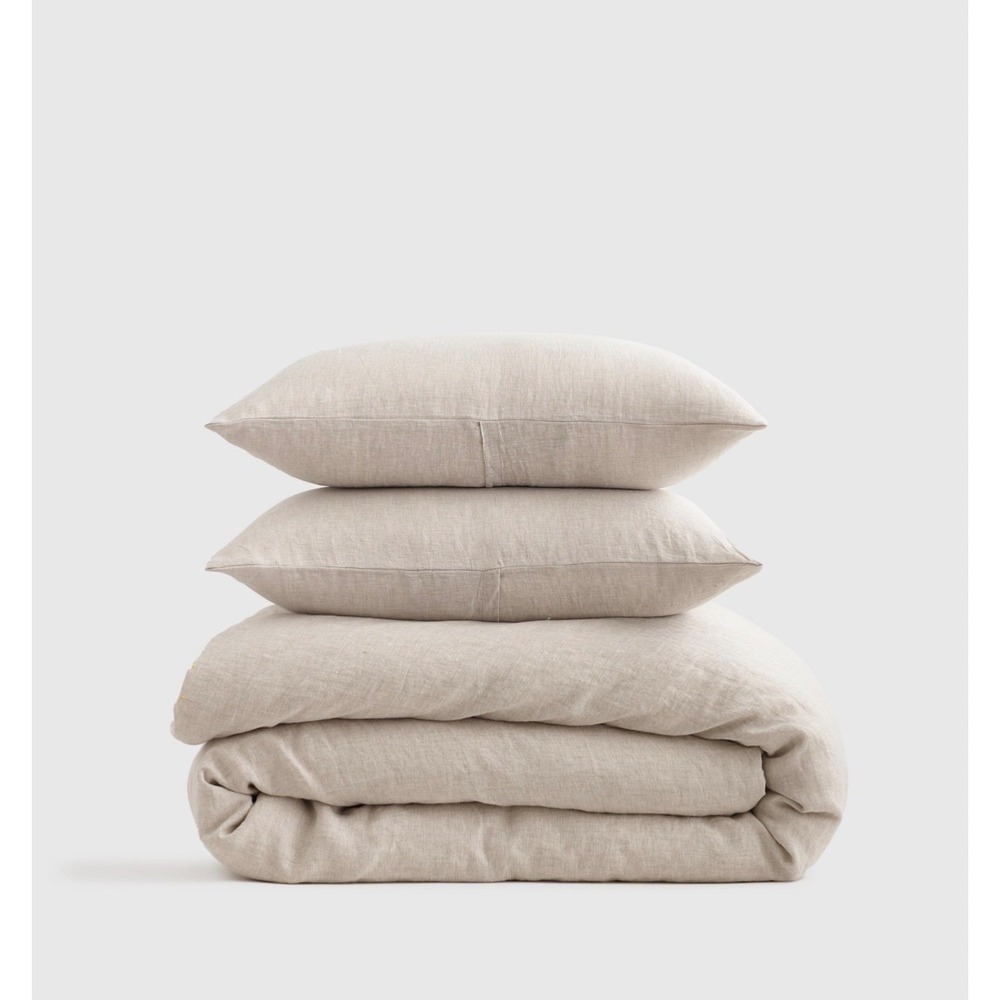 NWOT Quince European Linen Natural Chambray Duvet Cover Set King Cal King